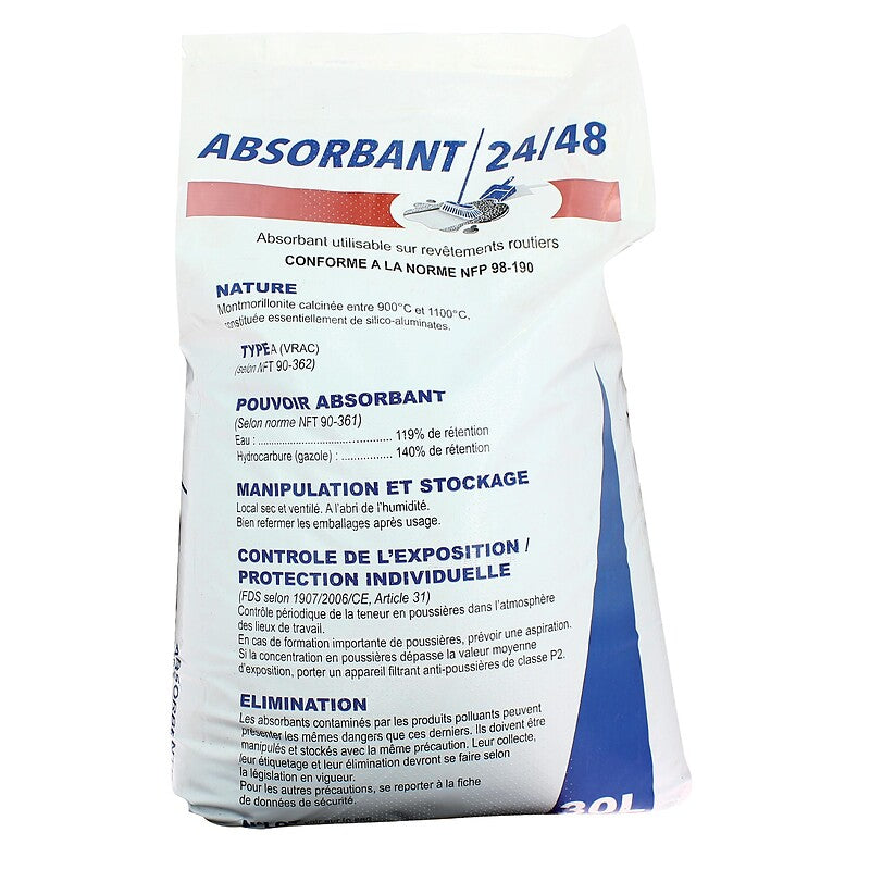 Absorbant tous liquides Absorbant 24/48  sac de 18 kg. Avec habitat-cg.com, donnez vie à votre cuisine de rêve. Explorez notre vaste gamme d'équipements et d'accessoires de cuisine. Des robinets aux plans de travail, nous avons tout pour créer un espace culinaire fonctionnel et esthétique.